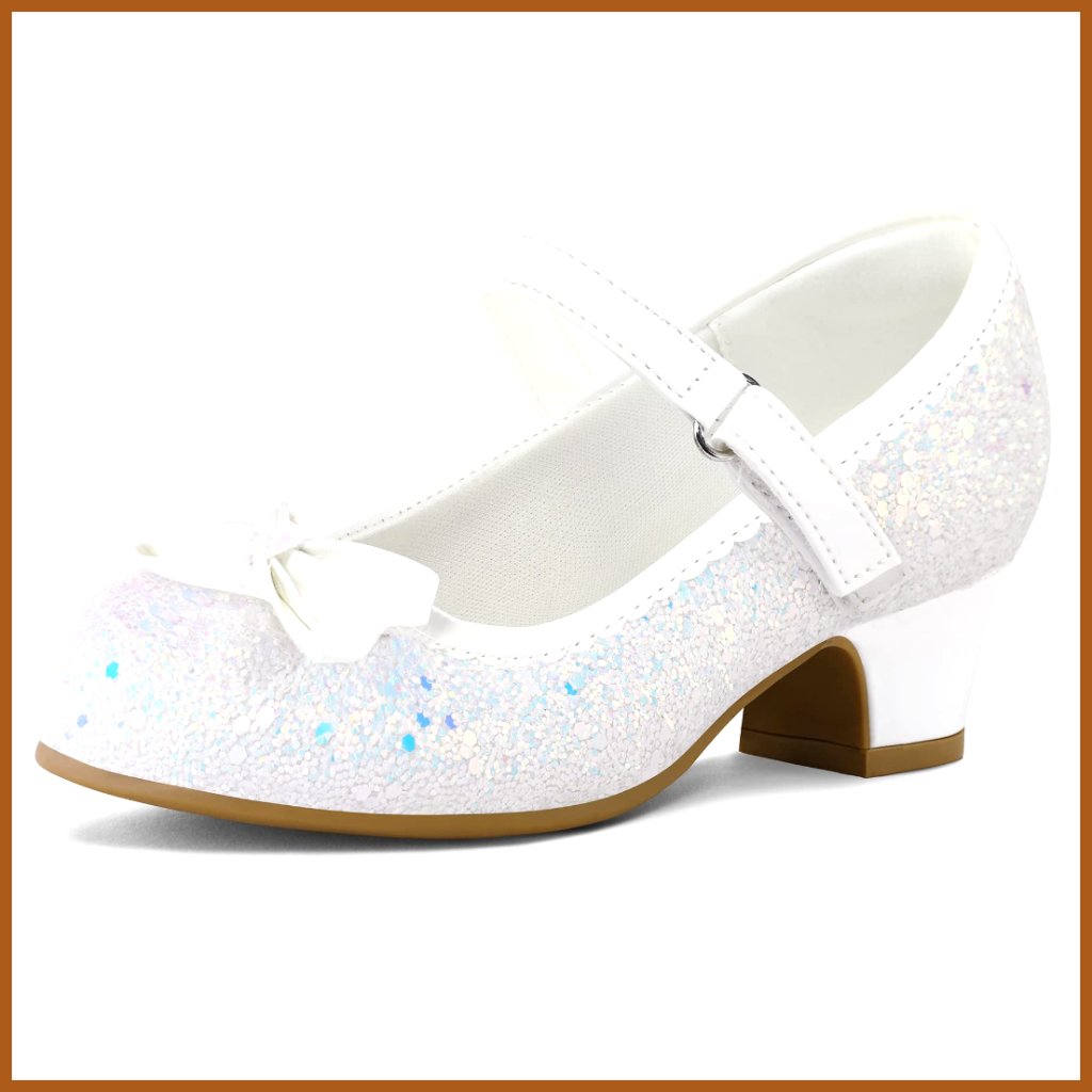 Glitter Mary Jane Pumps With 1.5 Inch Low Heel For Girls